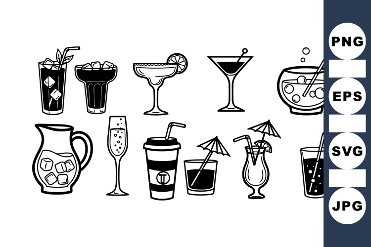 Summer Cocktail Glass Clipart for Party Designs