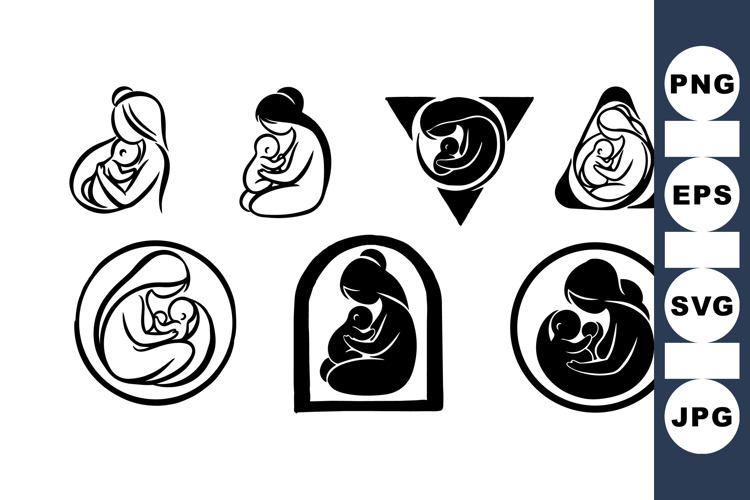 Mother And Baby Silhouette Clipart For Crafts