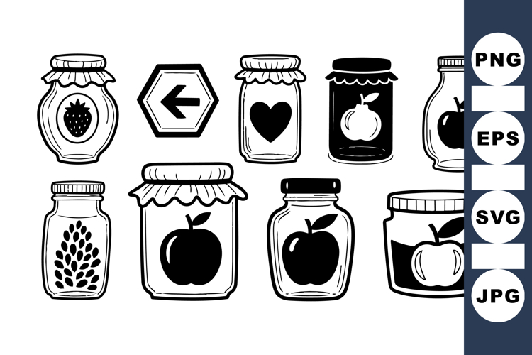 Hand Drawn Vintage Fruit Jam Jar Clipart