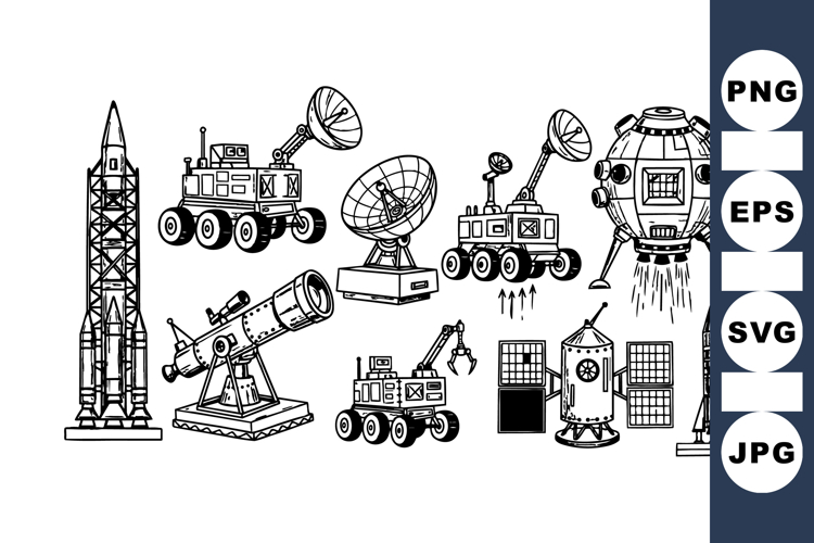 Vintage Space Exploration Clipart For Crafts
