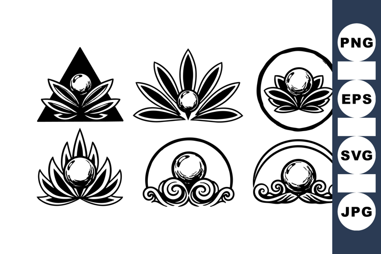 Vintage Lotus Flower Clipart Set For Crafting