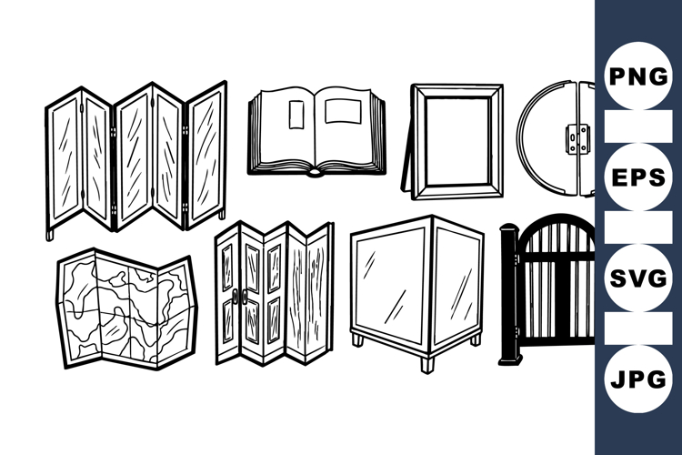 Vintage Folding Screen And Room Divider Clipart