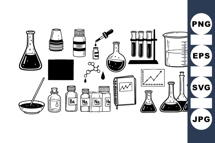 Vintage Laboratory Science Clipart Set For Education