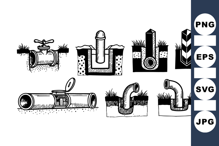 Vintage Industrial Pipe Illustration Clipart