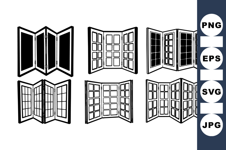Vintage Folding Screen Clipart for Decor Design