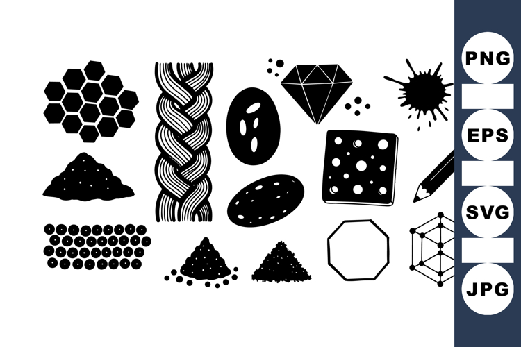 Vintage Black Geometric Shapes Clipart Set for Crafts