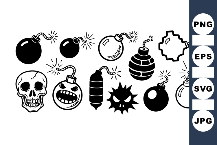 Vintage Bomb And Skull Clipart Set For Crafts