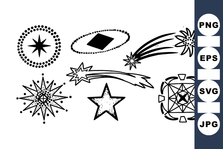 Retro Starburst Ornament Clipart Set For Crafts