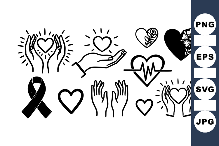 Charity Hands Heart Awareness Ribbon Clipart