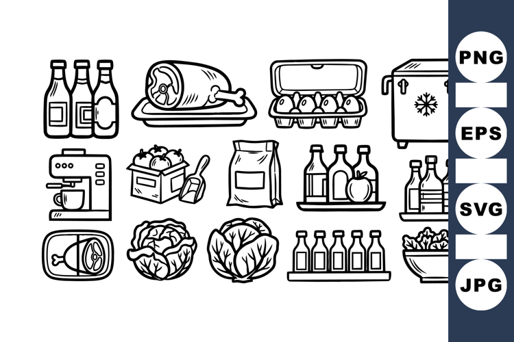 Vintage Kitchen Appliances And Food Clipart