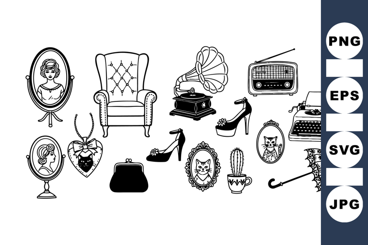 Vintage Victorian Accessories Clipart For Crafts