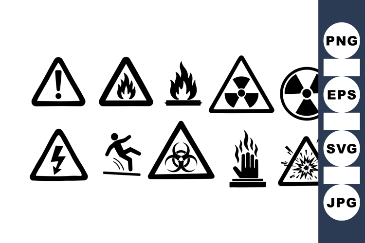Industrial Safety Warning Sign Icons Bundle