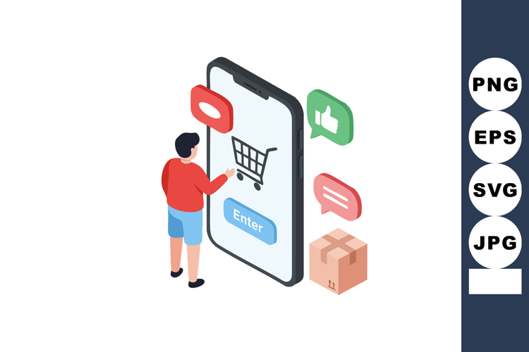 Online shopping mobile app with user interacting and social