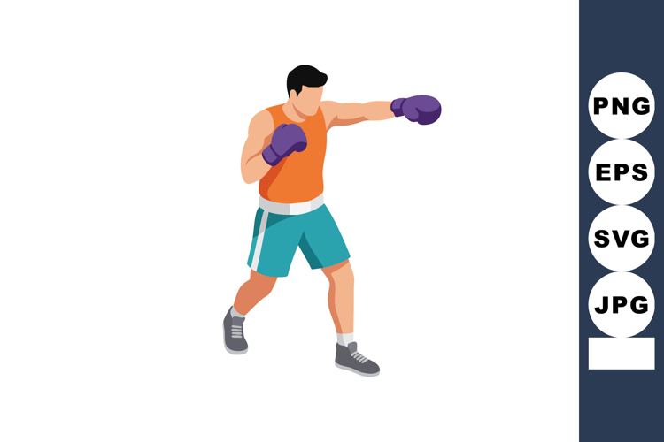 Boxer throwing punch in orange tank top and teal shorts with