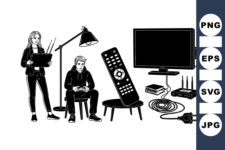 Vector Illustration of Modern Home Technology Devices