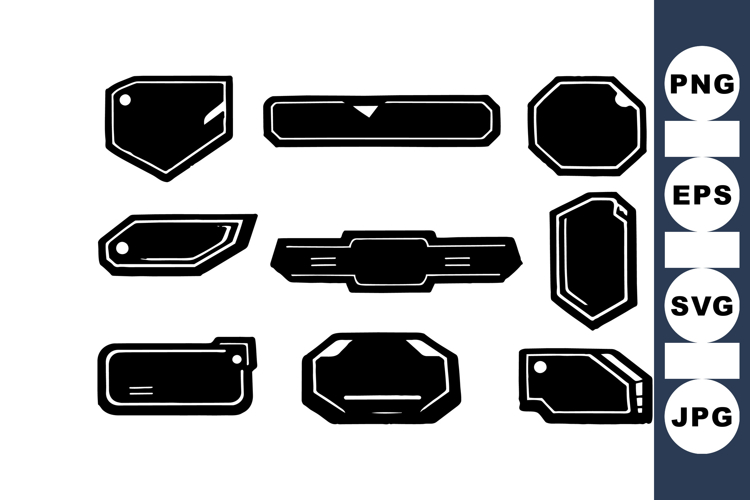 Vintage Black Label Shapes Vector Clipart