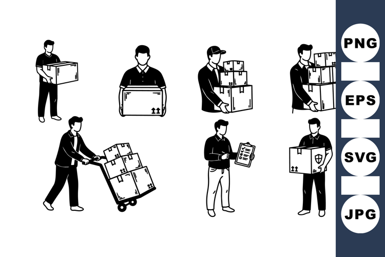 Vector Delivery Man Carrying Cargo Boxes Illustration