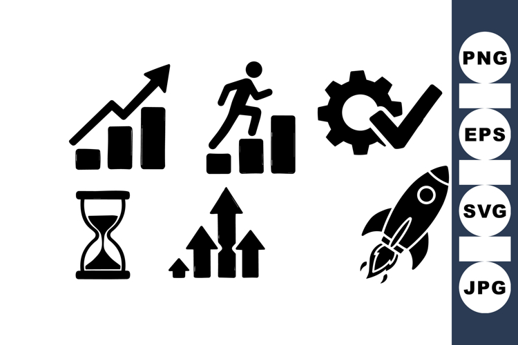 Business Growth Icons For Marketing Graphics