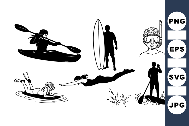 Water Sport Silhouette Designs for Outdoor Fun