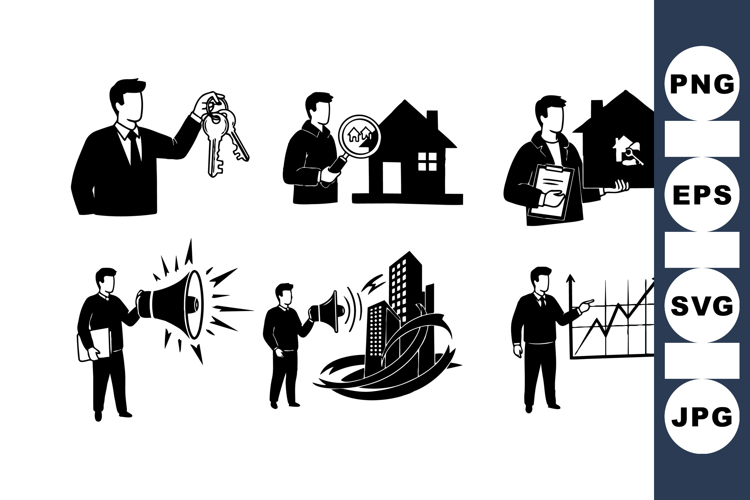 Real Estate Agent Icons For Business Marketing Design