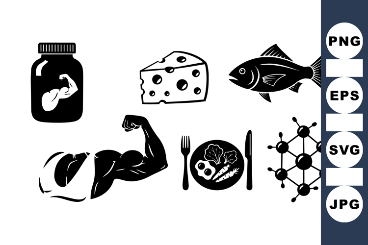 Fitness Nutrition Vector Icons For Wellness Designs