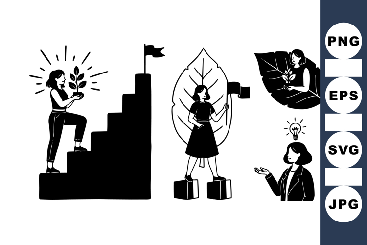 Minimalist Empowered Woman Vector Illustration