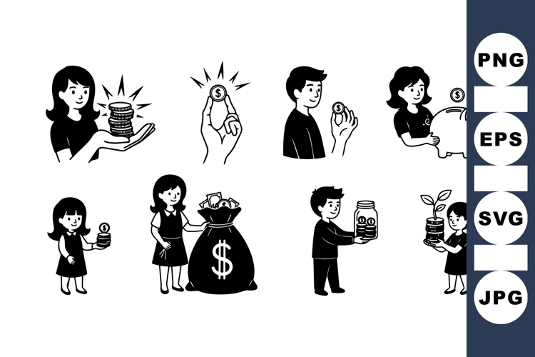 Money Saving Icons Vector Illustration