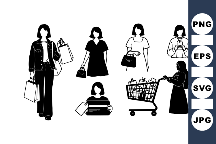 Minimalist Black And White Shopping Clipart