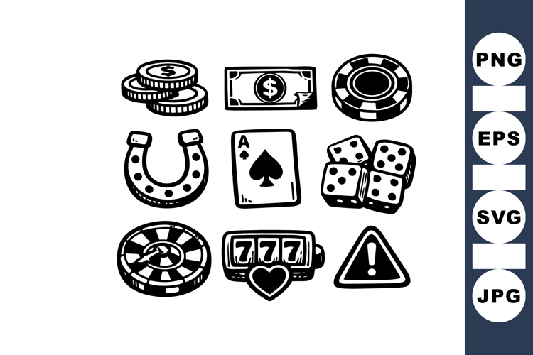 Hand Drawn Casino Game Icon for Designers