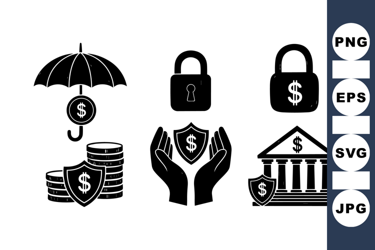 Financial Icons For Insurance And Banking