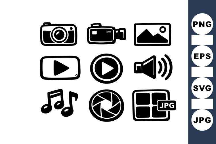 Hand Drawn Multimedia Icon Clipart