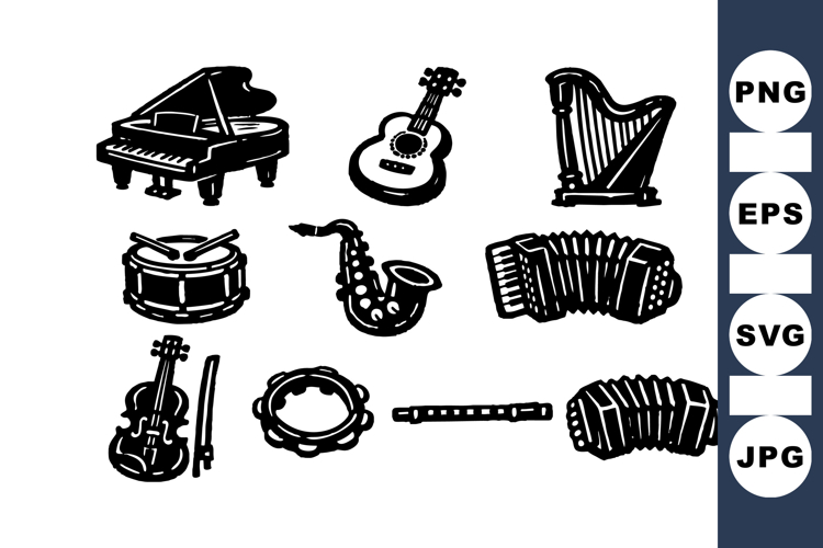 Hand Drawn Vintage Music Instrument SVG