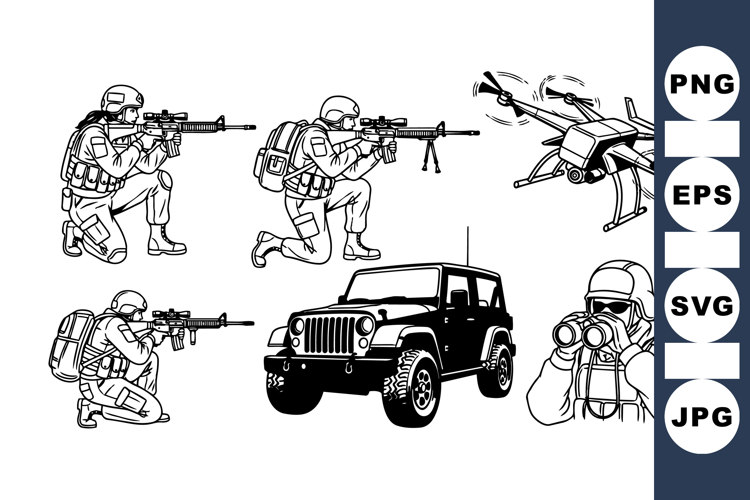 Military Tactical Illustration Clipart Design
