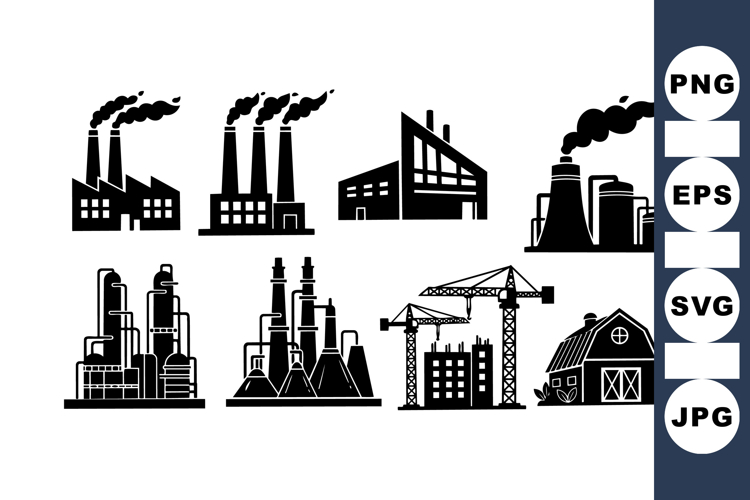 Industrial Factory Icons for Construction Design