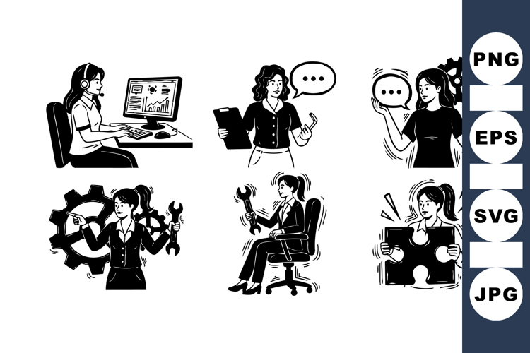 Professional Office Teamwork Vector Illustration