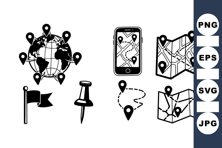 Vector Travel Map Icons for Navigation Design