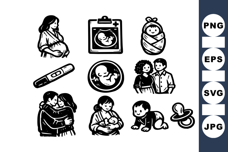 Hand Drawn Pregnancy And Baby SVG