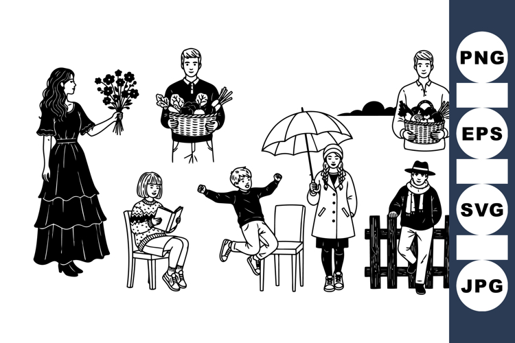 Vintage People Vector Illustration Clipart