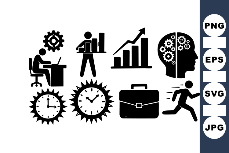 Vector Business Icons Illustrating Productivity and Growth