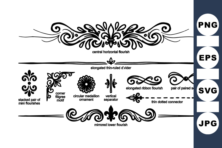 Vintage Flourish Ornaments for Invitations and Design