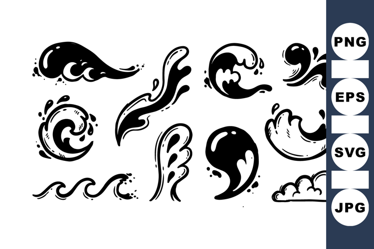 Hand Drawn Water Wave Clipart Illustrations