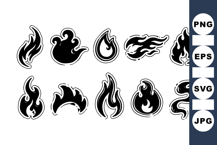 Black Fire Flame Vector Icon Illustration