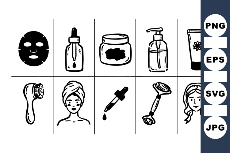 Hand Drawn Skincare Icons For Beauty Projects