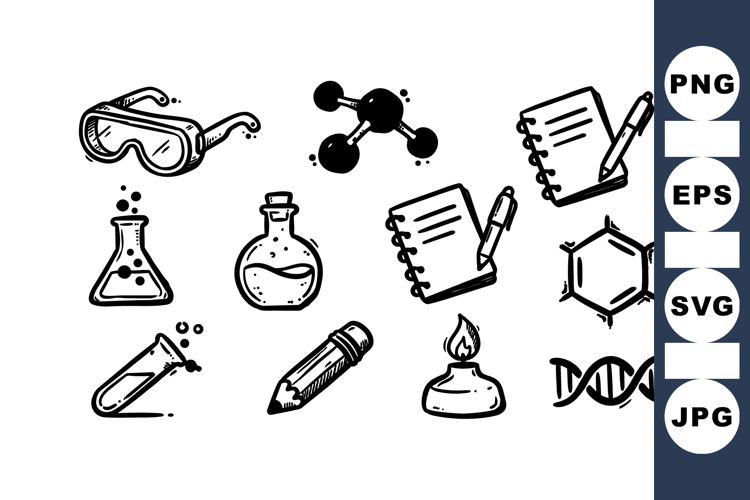 Hand Drawn Science Icons Vector Clipart Design