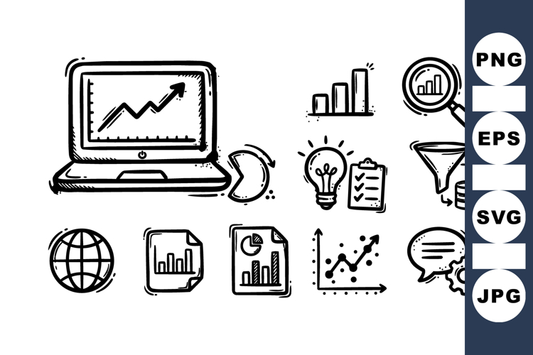 Hand Drawn Data and Business Analysis Icons Design
