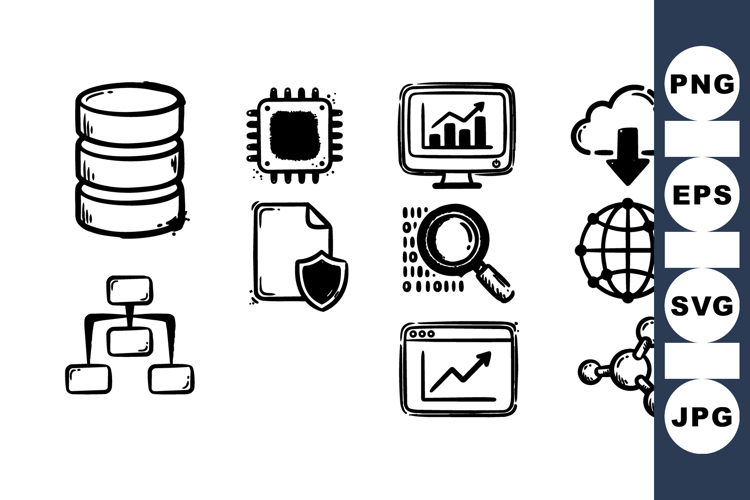 Hand Drawn Technology And Data Icons