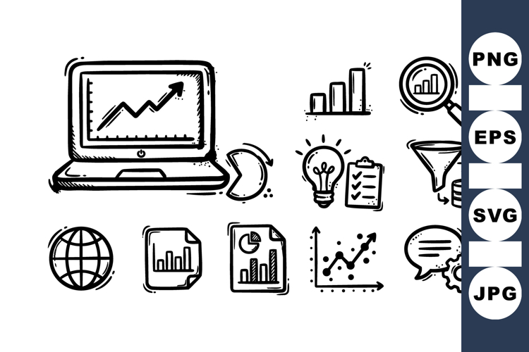Hand Drawn Business Analytics And Marketing Icons