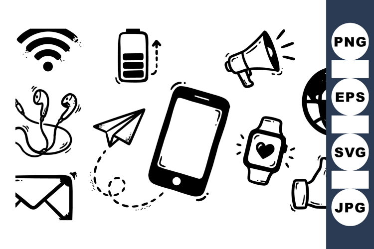 Hand Drawn Tech Icon For Web And Print