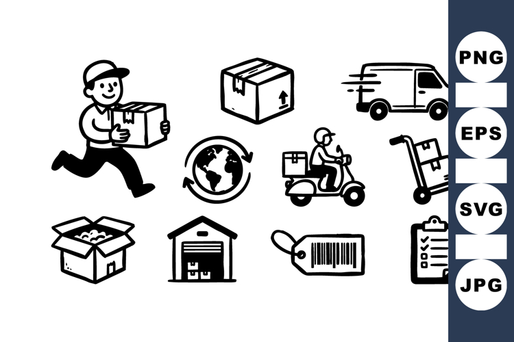 Hand Drawn Shipping Icon For Ecommerce