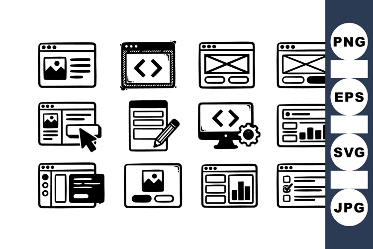 Hand Drawn Website Interface Icons For UI Design